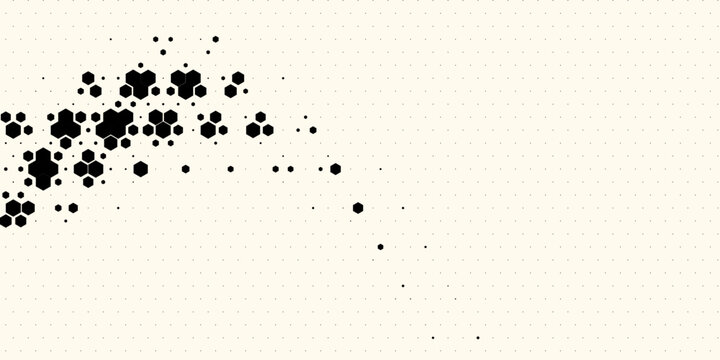 Hexagon Shapes Vector Abstract Geometric Technology Oscillation Wave Isolated on Light Background. Halftone Hex Retro Simple Pattern. Minimal 80s Style Dynamic Tech Wallpaper