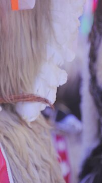 Kurent costume at parade close up
