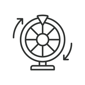 Roulette wheel, icon in line design. roulette, wheel, casino, gambling, game, luck, betting on white background vector. Roulette wheel editable stroke icon