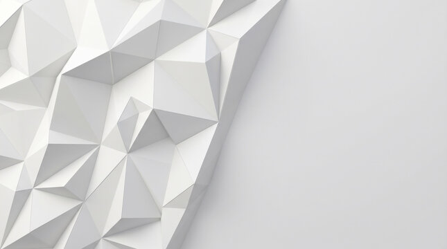 Abstract White 3D Low Poly Geometric Wall Background