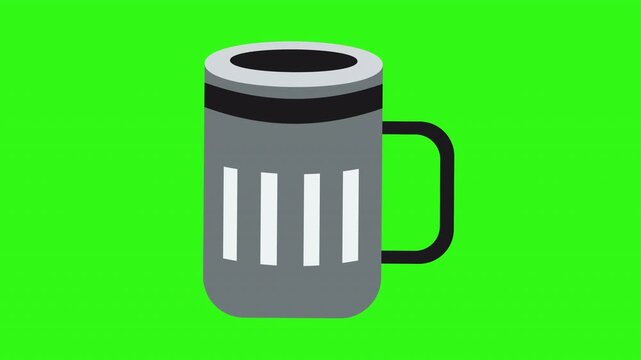 Grey metal beer mug handle bright green background clip art icon. Suitable for menu designs, posters, bar websites, and brewery logos.