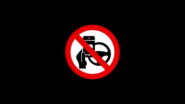 Texting While Driving Prohibited Traffic Sign for Road Safety and Distracted Driving Prevention.