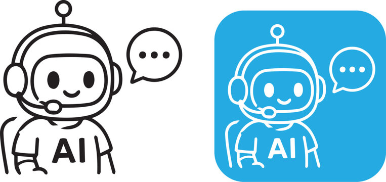 Friendly AI chatbot customer service icon as a vector graphic with clear isolated background 
