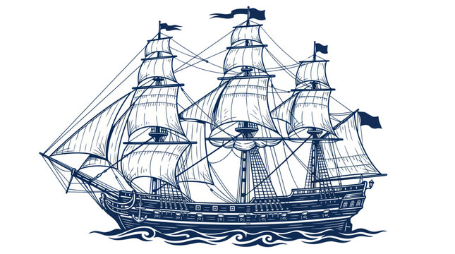 Vintage Sailing Ship Illustration