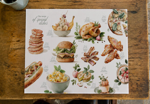 Illustrated Food Placemat Design