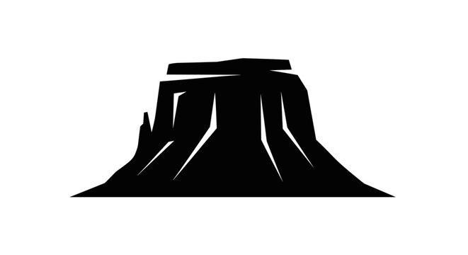 Devils Tower National Monument Black Silhouette Vector Illustration.