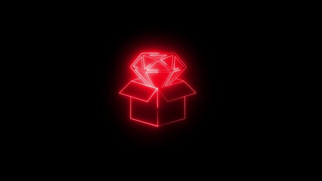 The monetary, material, or assessed worth of an asset, good, or service. Businessman shows glowing neon line of diamond icon in parcel on virtual screen. 4K video.