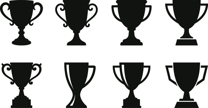 Black trophy cup icons