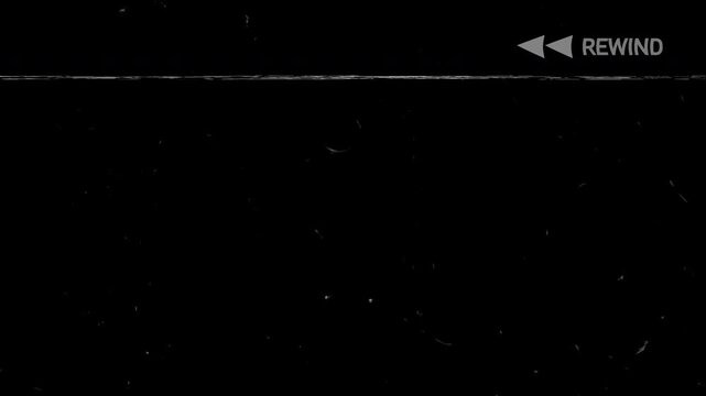 Retro VHS tape with rewind symbol, noise scratch overlay, vintage film, rewind style, old film effect. 4K Video