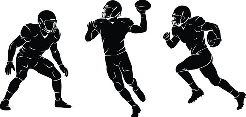 American football players in action black silhouettes © Mst. Taslima Akhter