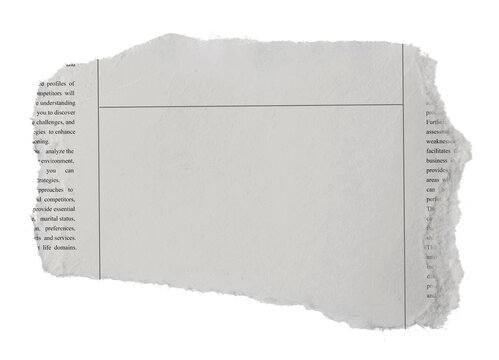 Torn piece of newspaper isolated on white