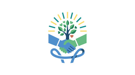 Obraz premium Tree of Life and Helping Hands Partnership Symbol