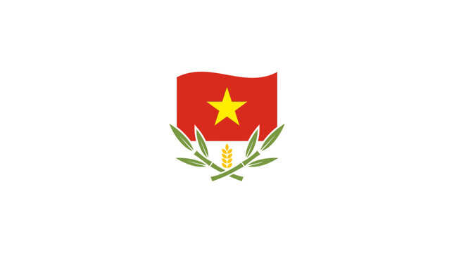 Vietnam flag emblem with star and laurel wreath, national symbol