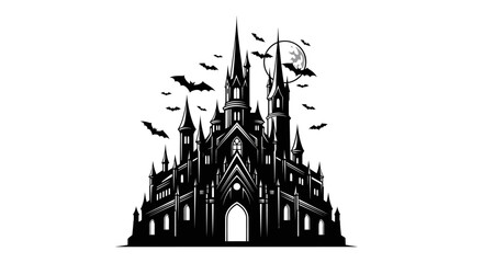Gothic Castle Architecture Silhouette Illustration. © MULUNG DOLLAR