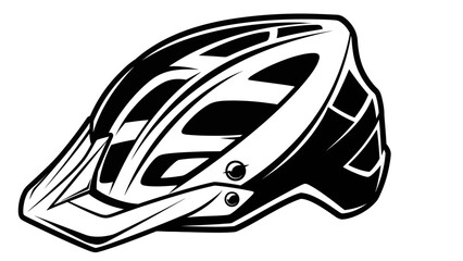 Naklejka premium Black and White Mountain Bike Helmet Illustration.