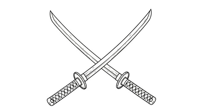 Two crossed Japanese swords together.