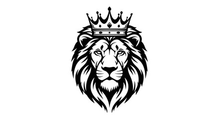 Obraz premium Lion wearing a crown head.