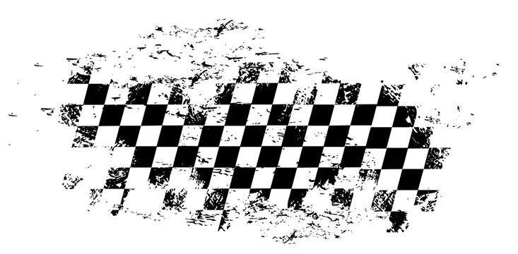 Distressed Checkered Flag Texture Isolated on White Background