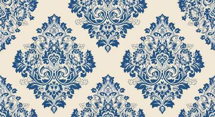 Obraz premium Decorative vintage damask pattern with detailed flowers and artistic elegant elements