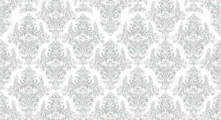 Fototapeta premium Decorative seamless damask design with stylized flowers and elegant ornamental accents