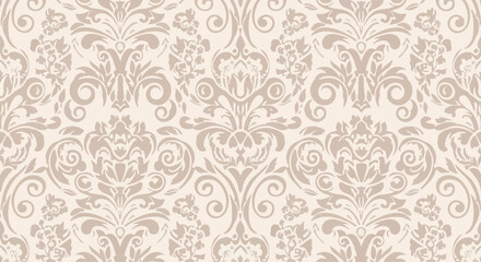 Fototapeta premium Traditional baroque damask pattern with refined floral and scrolling ornamental motifs