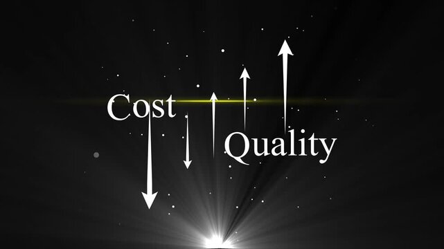 Business concept: reducing cost and increasing graph animation with rising and falling arrows strategy