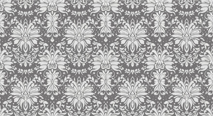 Fototapeta premium Traditional floral damask wallpaper with refined symmetry and elegant decorative style