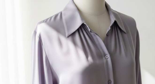 Grey button-down shirt on mannequin torso