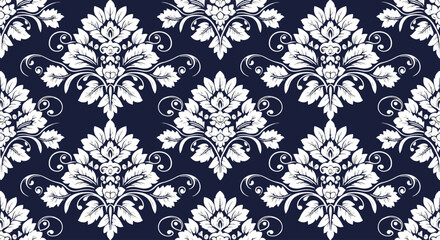 Fototapeta premium Vintage floral damask ornament with refined symmetry and elegant detailing throughout