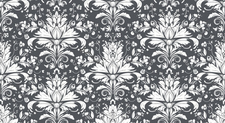 Fototapeta premium Vintage floral damask wallpaper with elegant curves and rich ornamental detailing