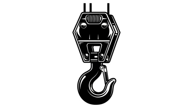 Black and white illustration of a heavy duty crane hook.