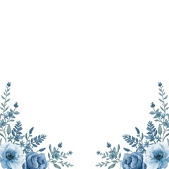 Obraz premium Watercolor Floral Corner Clipart, Blue Wildflower Borders, Dusty Blue Floral ai