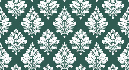 Fototapeta premium Vintage ornamental damask pattern with stylized flowers and symmetry