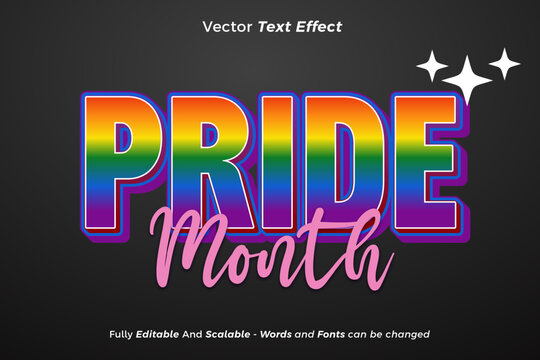 Editable pride month text style with rainbow gradient