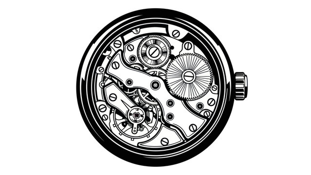 Intricate Clockwork Mechanism Detailed Engraving.