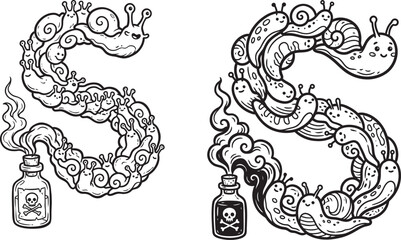 Snail shaped letters with poison bottles © Md. Musaddik Rahman