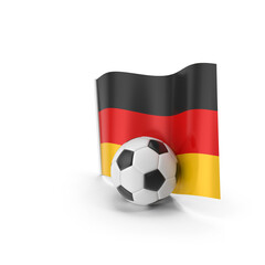 Naklejka premium Germany flag with football ball on white background, national team sports design, European football and tournament concept