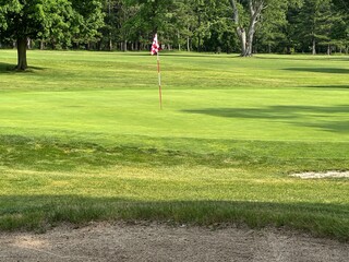 Obraz premium Golf putting green, hole and flag