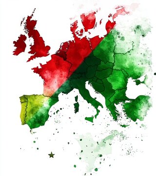 Exquisite watercolor artwork featuring Italy's geography adorned in traditional flag colors.