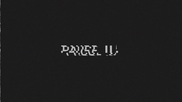 Old damaged vhs tape pause screen with retro analog glitch effect