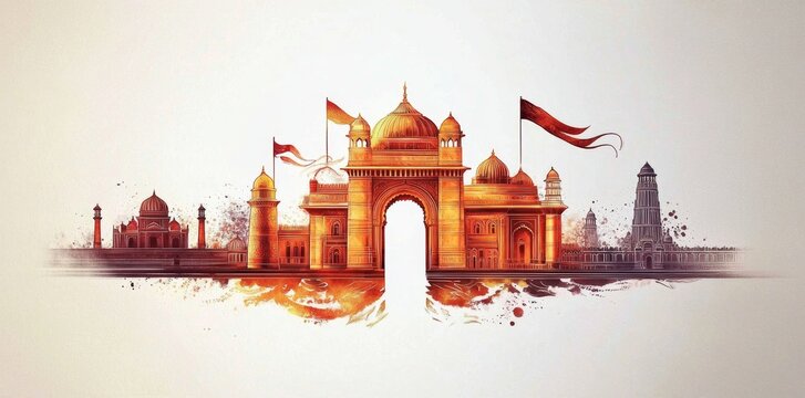 Festive depiction of Maharashtra's heritage in watercolor art.