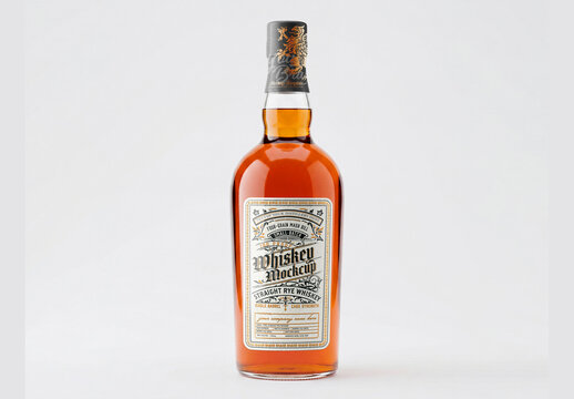 Classic Glass Bottle Mockup Isolated