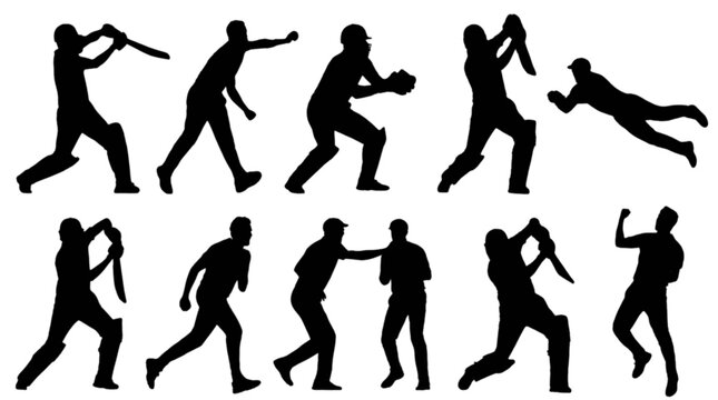 Black silhouette people fighting and self-defense poses in action isolated on transparent background, Vector