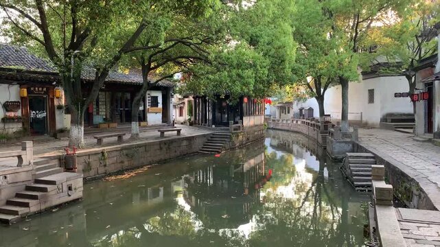 Quiet canal street in Tongli Ancient Town, Suzhou, Jiangsu, China