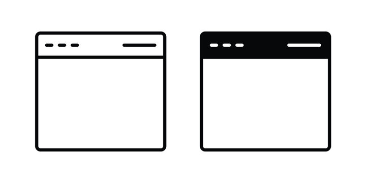 Browser window icon modern line style, Solid filled vectors set
