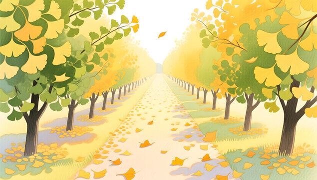 Start of Autumn solar term ginkgo leaves harvest scene