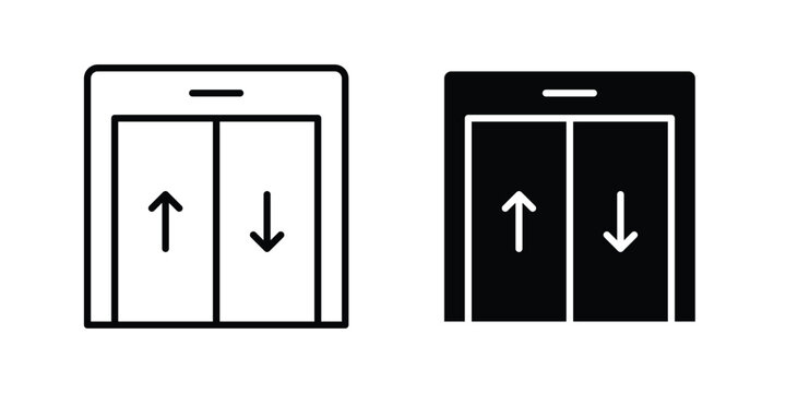 Elevator icon modern line style, Solid filled vectors set