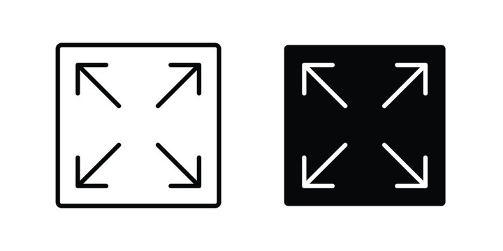 Expand icon modern line style, Solid filled vectors set