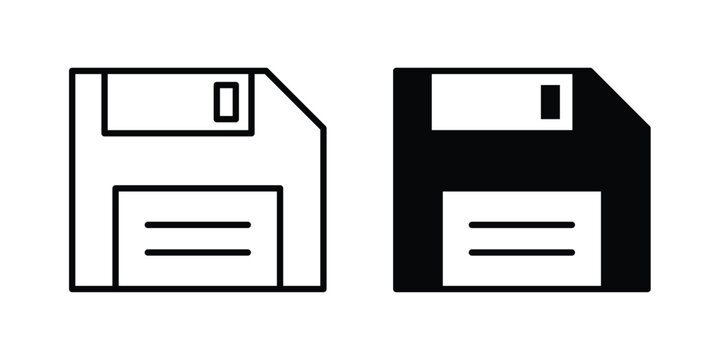 Floppy disk icon modern line style, Solid filled vectors set