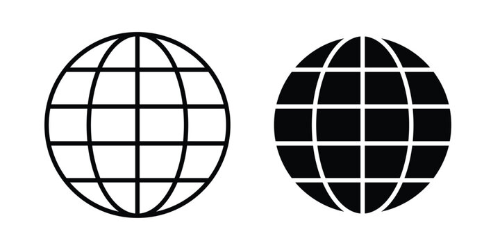 Globe icon modern line style, Solid filled vectors set
